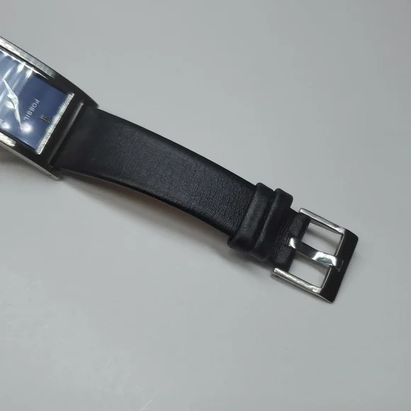 Fossil ARKITEKT FS2694 Navy Face Silver Case Black Leather Band